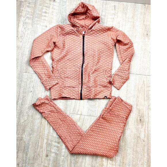 Booty by Brabants Chrome Full Zip Hoodie Jacket & Leggings Workout Set Orange - Picture 3 of 11